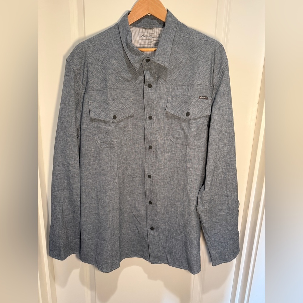 EDDIE BAUER - Blue Ventilated Fabric Button Down Shirt in 2XL - Picture 5 of 9